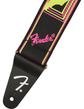 Fender neon monogrammed strap yellow/pink