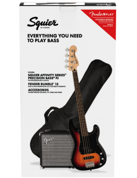 Squier Pack Affinity PJ bass LRL 3TS + Rumble 15 + accessoires 0372980600 885978723102