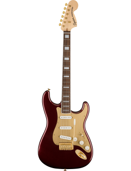 Squier 40th Anniversary Stratocaster Gold Edition LRL ruby red metallic 0379410515 885978971848 Guitar Maniac Nice