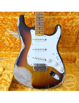 Fender Custom Shop limited Red Hot Strat super heavy relic faded chocolate 3TS chez Guitar Maniac