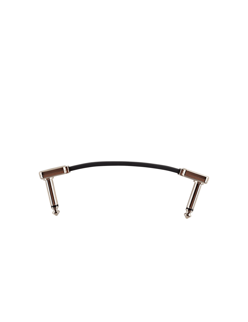 Câble patch instrument, série flat ribbon, de marque Ernie Ball, de longueur 7,5cm, coudé/coudé, couleur noir.