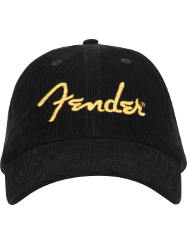 Fender casquette Corduroy gold Spaghetti logo velours côtelé noir