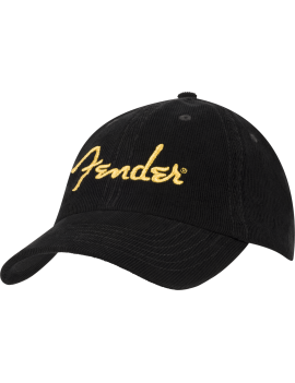 Fender casquette Corduroy gold Spaghetti logo velours côtelé noir