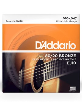 D'Addario EJ10 cordes acoustiques 80/20 bronze 10/47